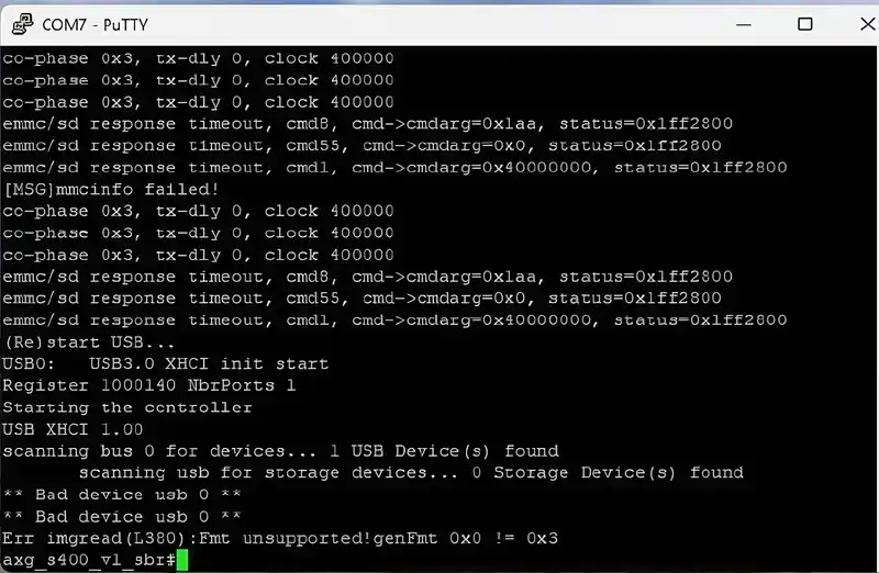 Boot log in the terminal