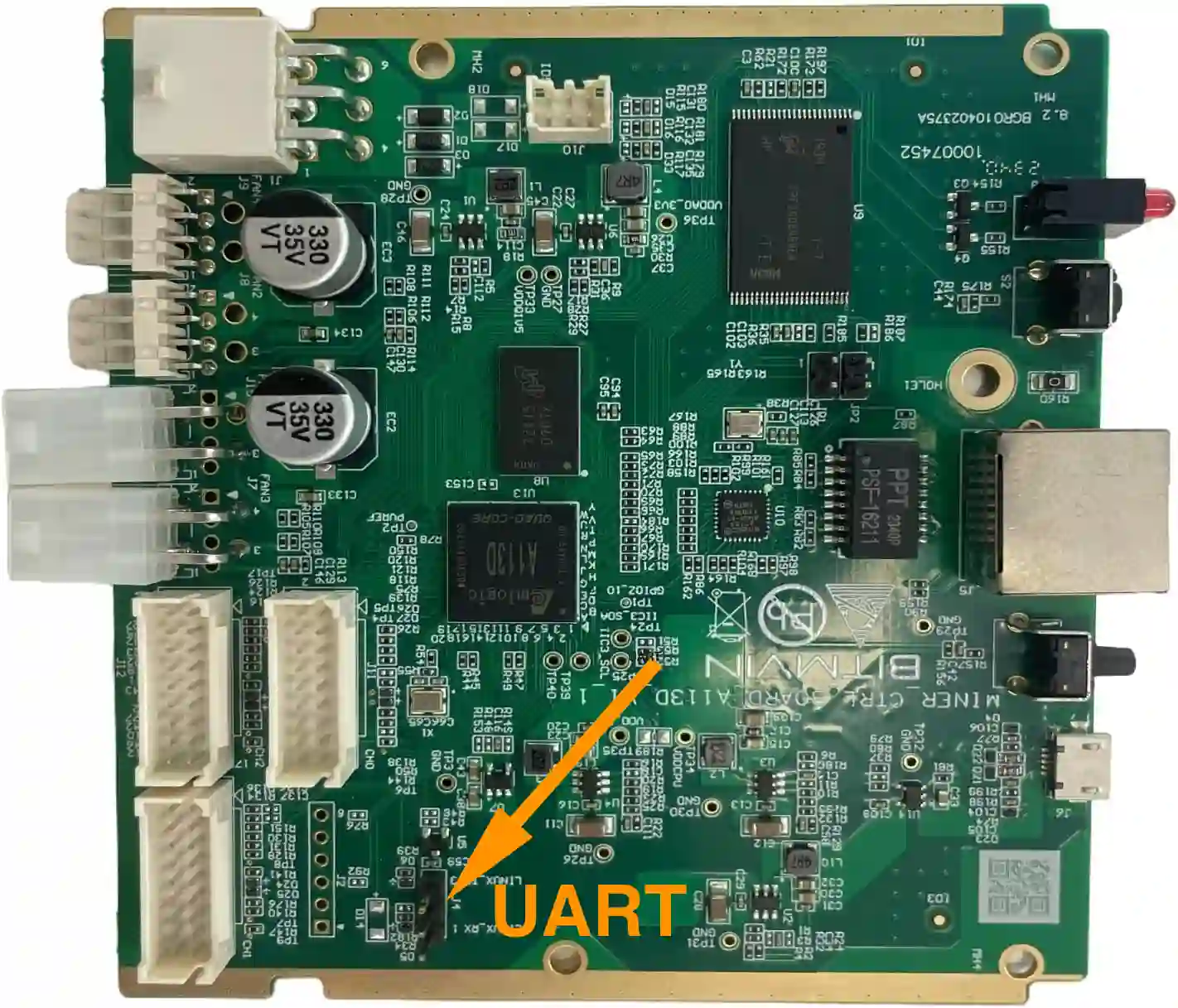 UART connector on the Amlogic board
