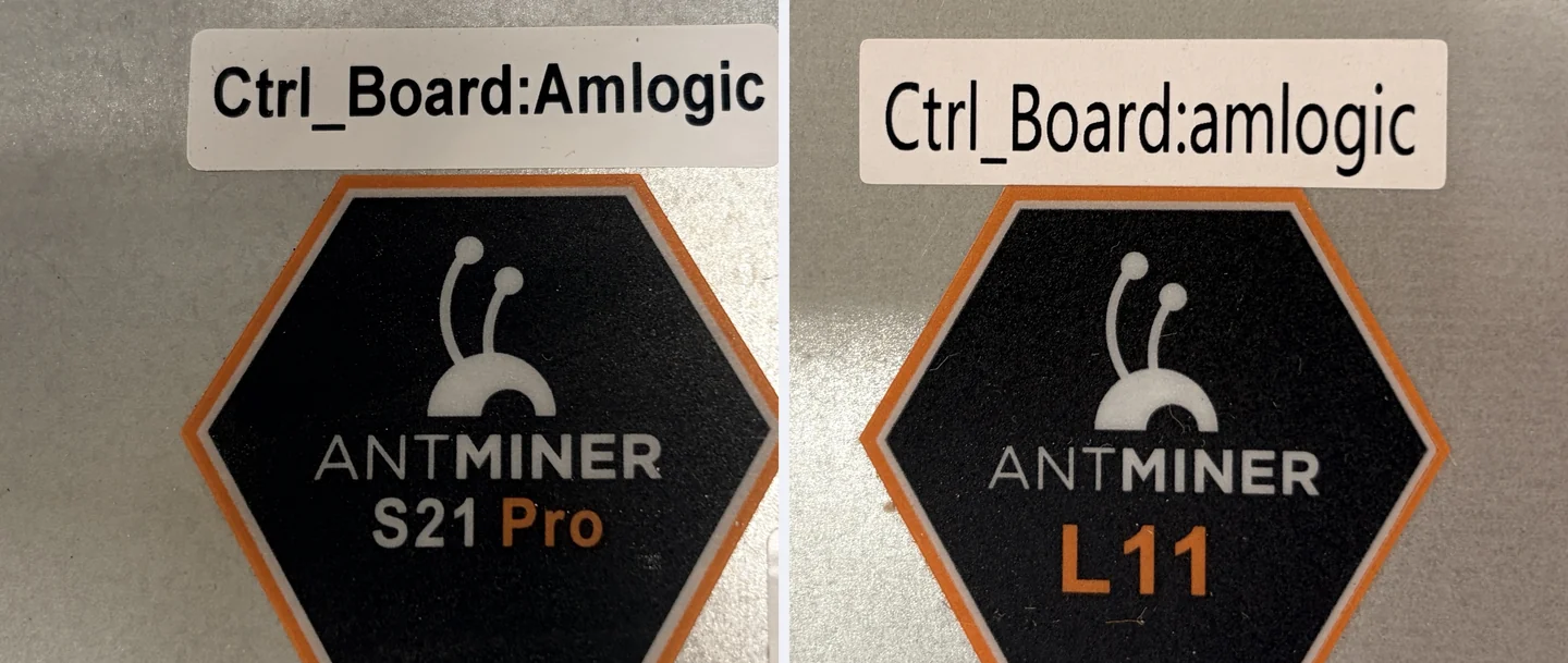 Ctrl_Board label with the board type on an Antminer case