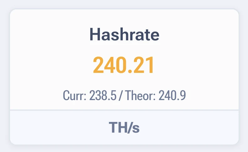 Hashrate widget with three values in the firmware interface