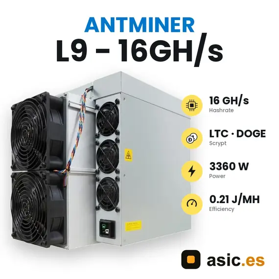 جهاز Antminer L9 بقوة 16 GH/s، منظر جانبي مع المراوح