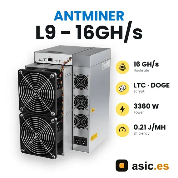 جهاز Antminer L9 بقوة 16 GH/s، لوحة التحكم ومنفذ Ethernet